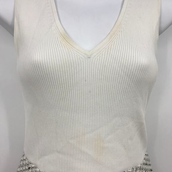 Ted Baker London Adalad A-Line Dress 0 Sleeveless Tweed Skirt Frayed Hem V-Neck - Picture 6 of 10